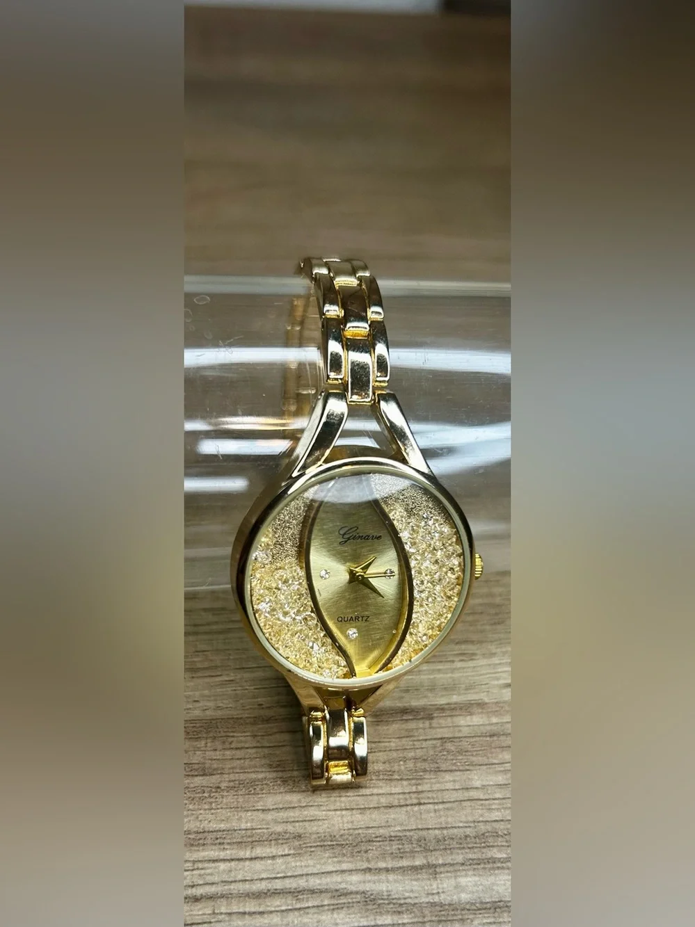 Gold Crystal Accent Women’s Quartz Bracelet Watch
